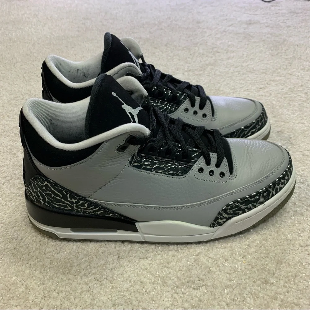Nike Air Jordan 3 III Retro Wolf Grey Metallic Sliver Cement Men’s Size 9 & Box - Picture 4 of 8